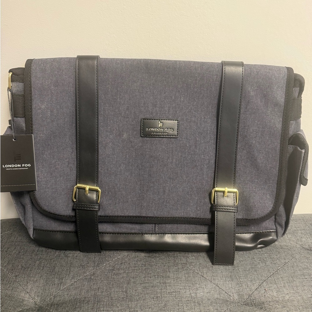 London Fog Men's Charcoal and Black Messenger Bag